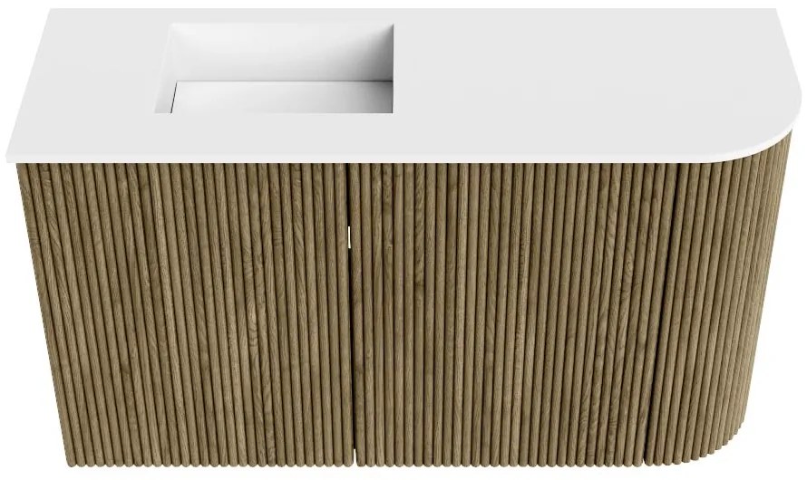 Mondiaz Joya 70cm toiletmeubel ronding rechts dusk met wastafel faye links 1 kraangat talc