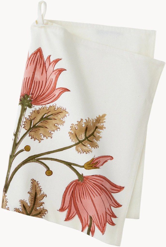 Handgemaakte theedoek Lulu met bloemmotief