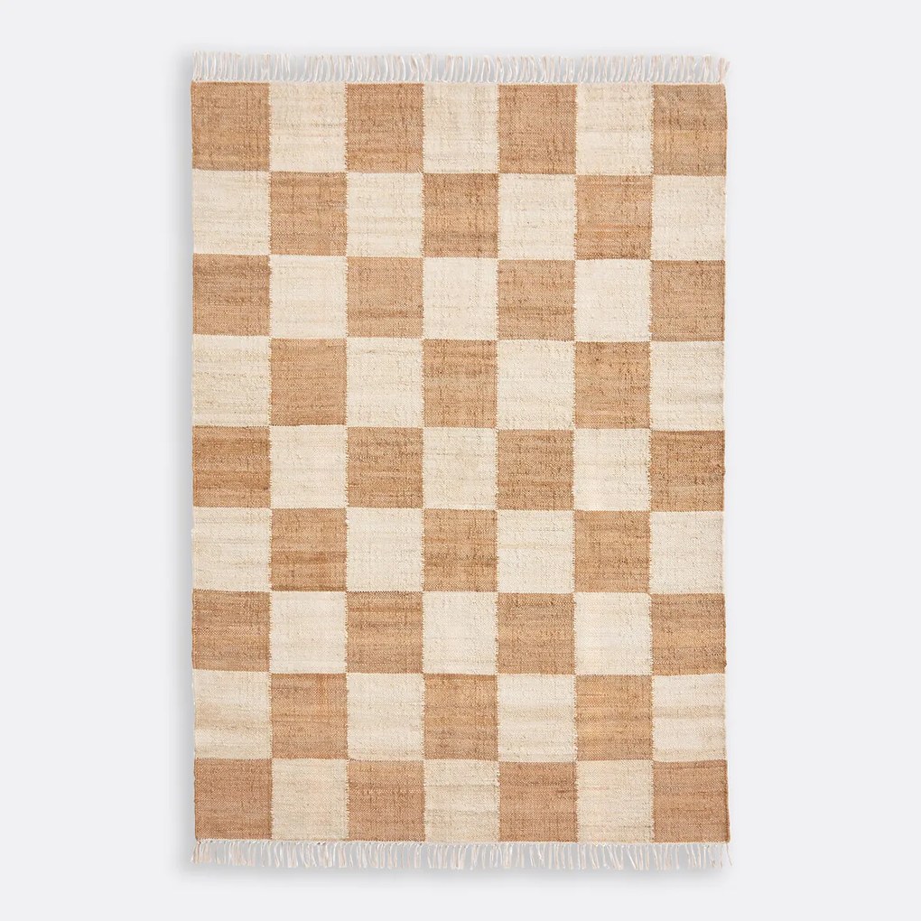 Vloerkleed 78% jute, dambordmotief, Ionisa