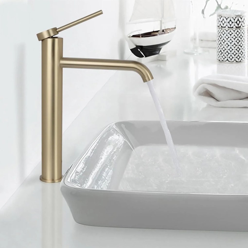 Wastafelkraan Rea Clif Gold Brush High