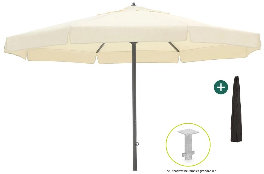 Parasol Shadowline Jamaica | Rond | 500cm | Met draaihendel | Wit | Kees Smit Tuinmeubelen