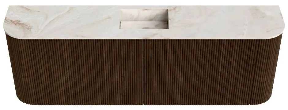 Mondiaz Joya DLux 125cm toiletmeubel ronding links/rechts walnut met wastafel faye midden 1 kraangat frappe