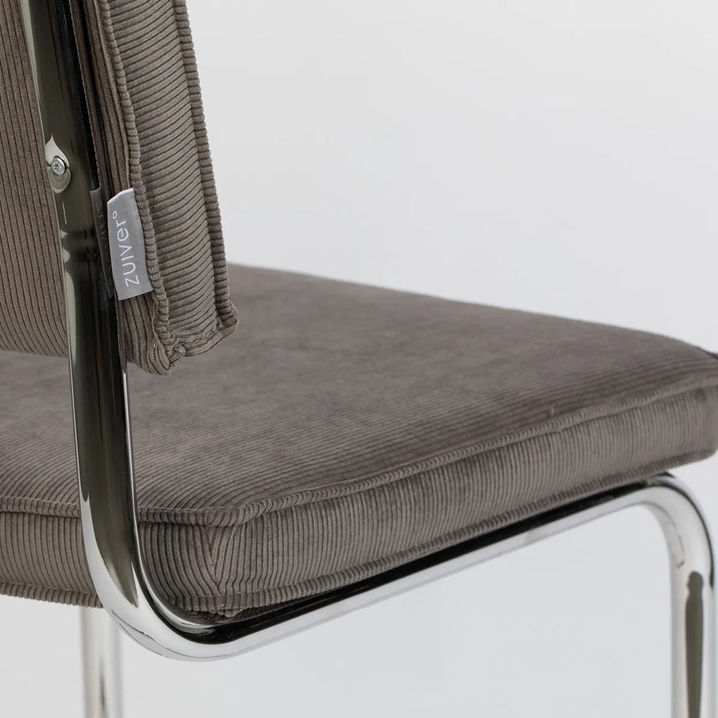Zuiver Ridge Rib Retro Stoel Ribstof Grijs