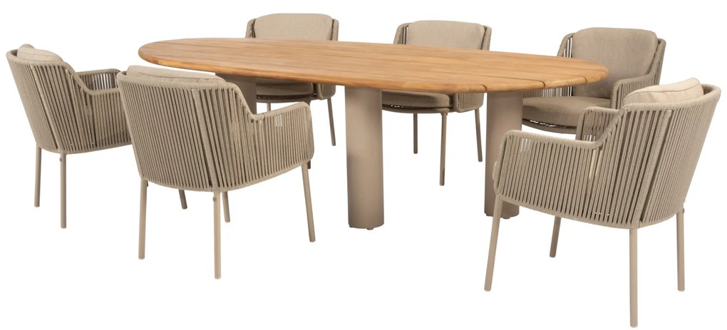 Estate Bernini dining tuinset 240x105xH75 cm mango 7 delig teak latte 4 Seasons Outdoor