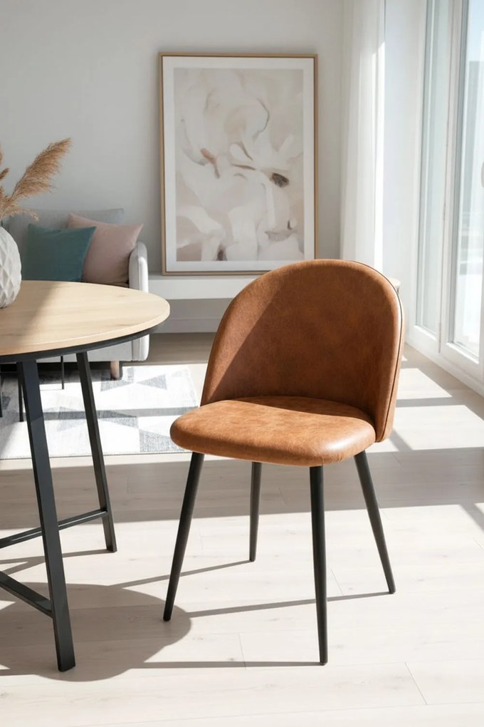 Zwarte Teok Vintage Kunstlederen Stoel