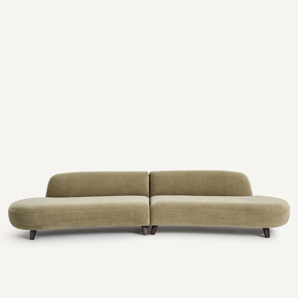 6-zits bank in linnen fluweel, Rosebury, ontwerp Emmanuel Gallina