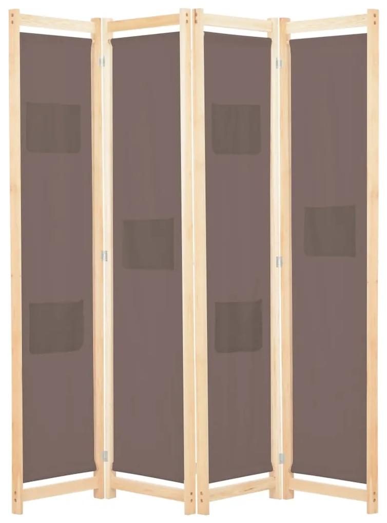 vidaXL Kamerscherm met 4 panelen 160x170x4 cm stof bruin