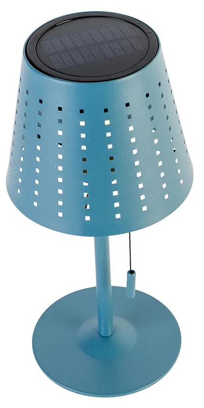 Buiten tafellamp blauw incl. LED 3-staps dimbaar oplaadbaar en solar - Ferre