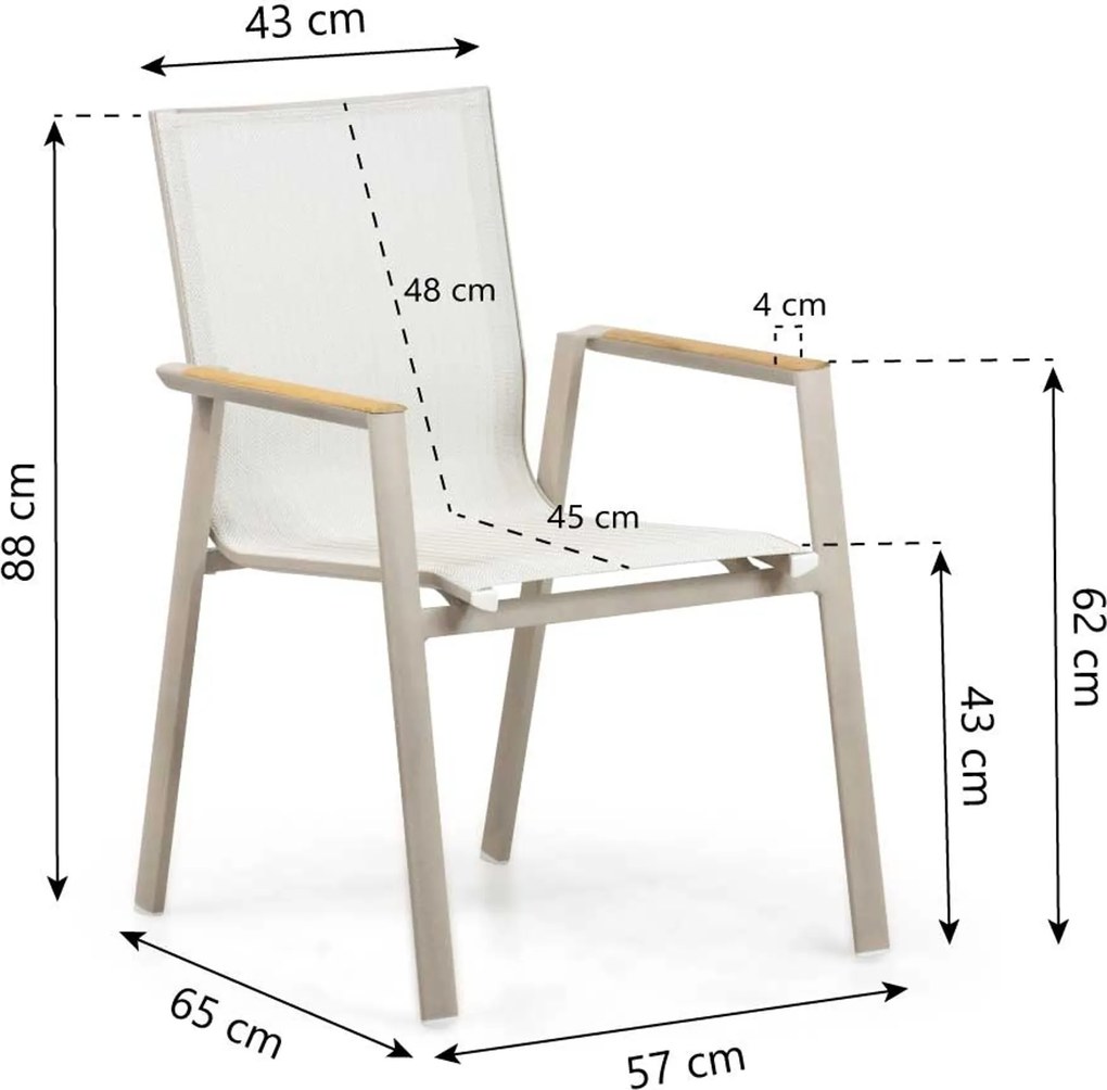 Tuinset Ronde Tuintafel 6 personen 160 cm Aluminium Zand/Beige Lifestyle Garden Furniture Fiora/Rockville