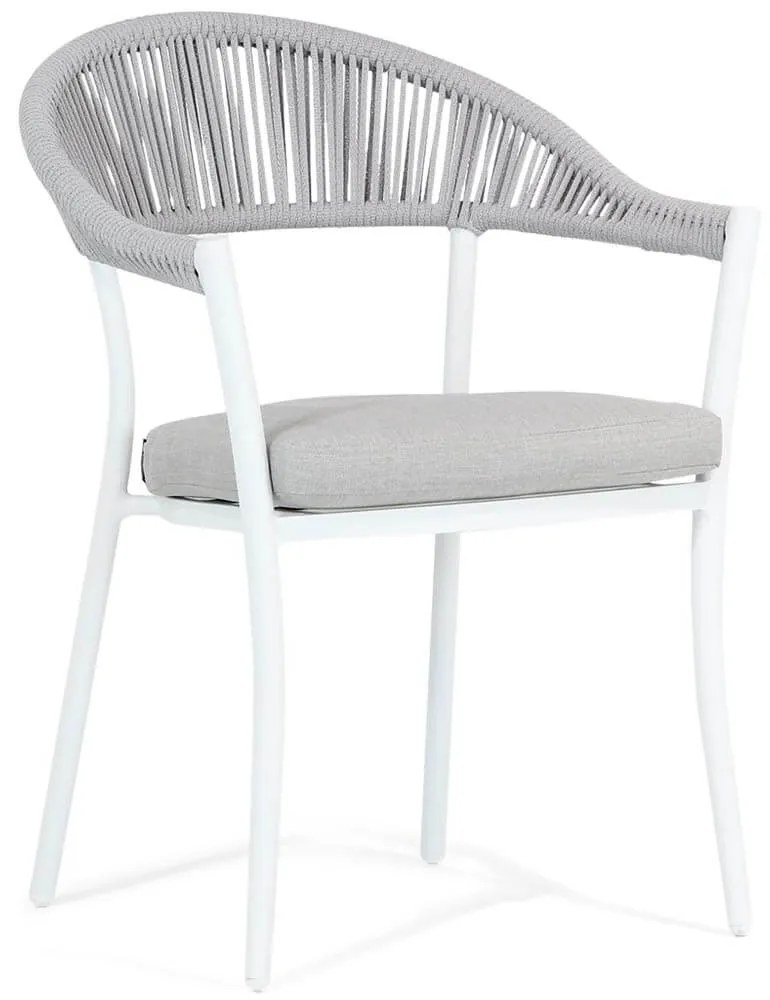 Tuinset Ronde Tuintafel 130 cm Aluminium/rope Wit 4 personen Santika Furniture Santika