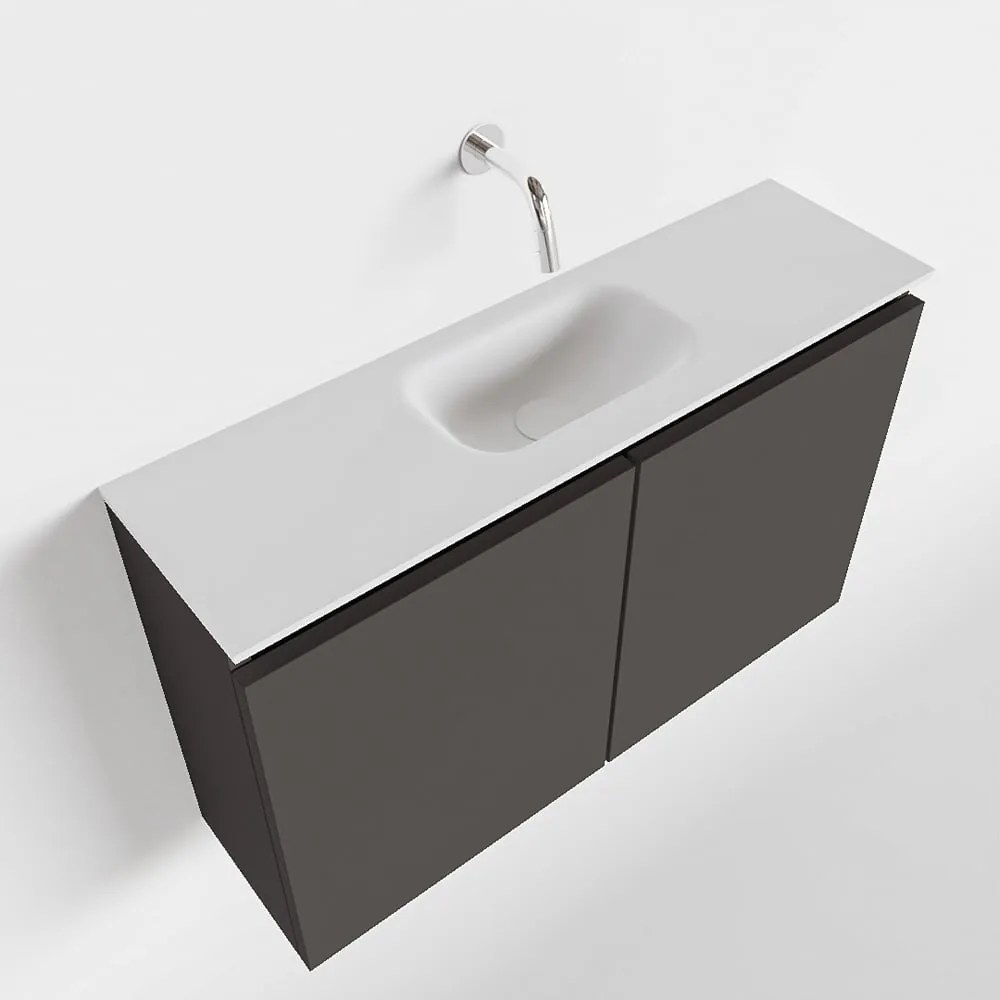 Mondiaz Ture 80cm toiletmeubel dark grey met wastafel talc midden geen kraangat