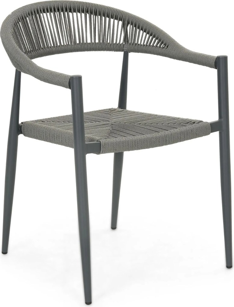 Tuinset Ronde Tuintafel 6 personen 150 cm Rope Grijs  De Laan Projects