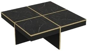 Lage tafels Zwart Homemania  Diamanten Salontafel, Modern, Zwart, Goud, 90 x 90 x 35