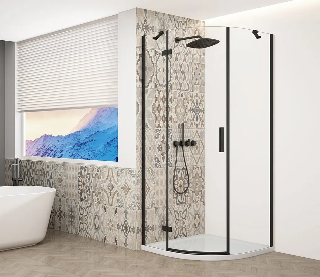 Gelco Trinity kwartronde douchecabine 90x90cm links helder glas zwart mat