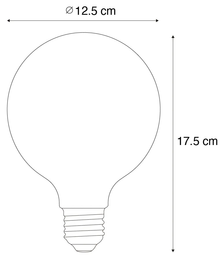 Set van 5 E27 dimbare LED lampen opaal G125 5W 450 lm 3000K