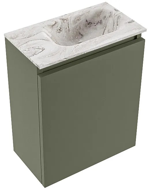 Mondiaz Ture DLux toiletmeubel 40cm army met wastafel glace rechts met kraangat