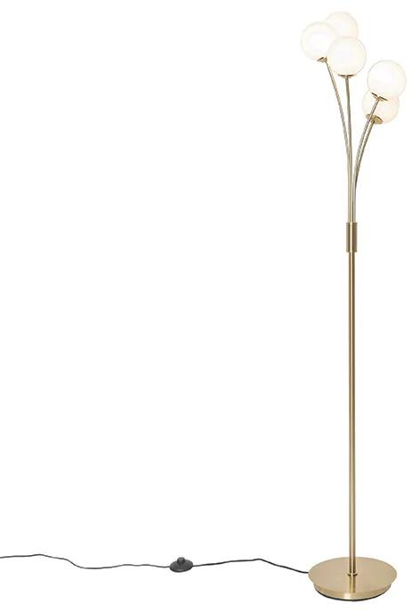 Moderne vloerlamp goud met opaal glas 5-lichts - Athens Modern G9 rond Binnenverlichting Lamp