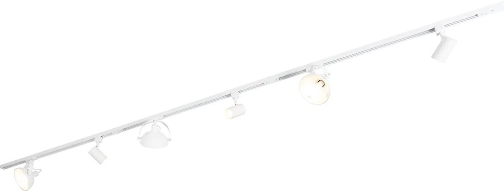 1-fase railsysteem met 6 Spot / Opbouwspot / Plafondspots wit verstelbaar - Magnax Jeana Modern GU10 Binnenverlichting Lamp