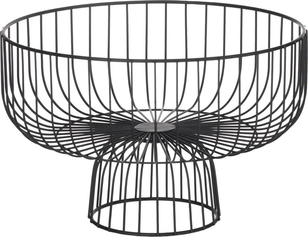 Zwarte Metalen Fruitmand op Standaard - 28 cm