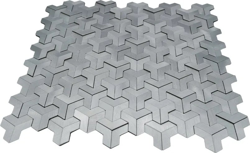 Zelfklevende Mozaïektegels Metaal | Trifold 3D Zilver | 30,3×28 cm | Keuken, Bad & WC
