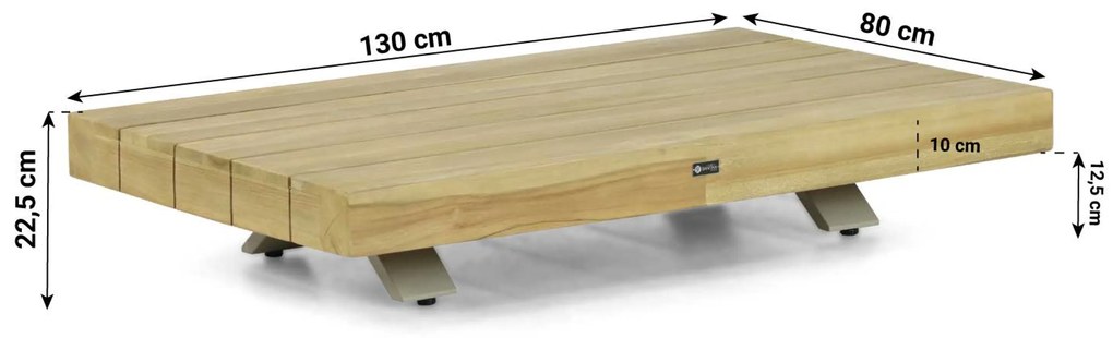Stoel en Bank Loungeset 4 personen Aluminium/Teak Old teak greywash Santika Furniture Santika