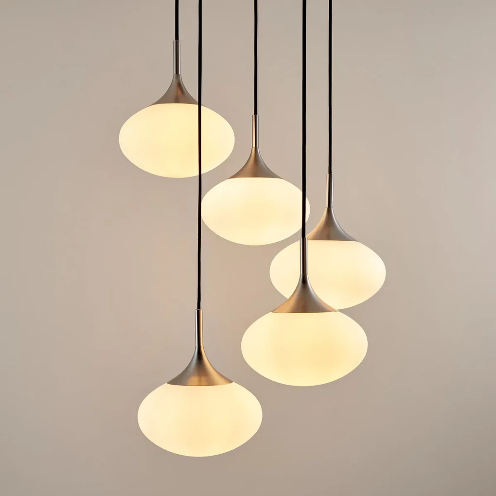 Hanglamp in metaal en opaline, Merisa