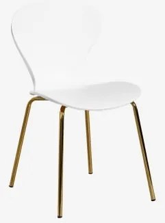 Stapelbare Eetkamerstoelen Set Van 2 Uit Goud & Polypropyleen Wit & Polypropyleen - Sklum