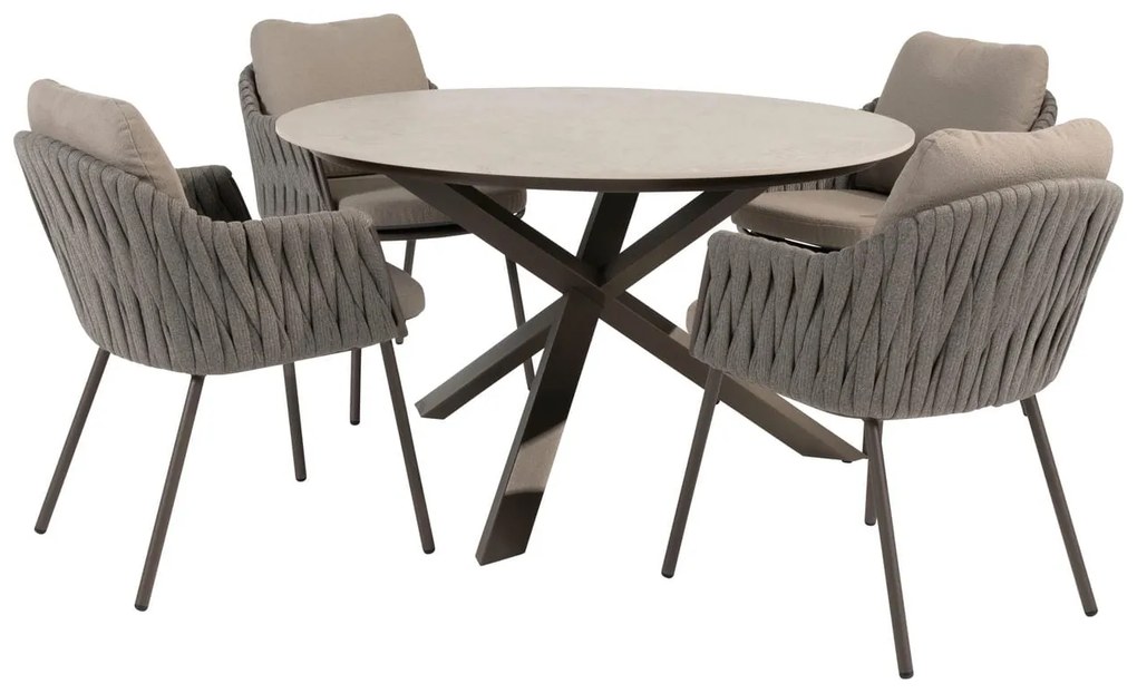 Taste by 4 Seasons Cannes tuinset terre met Prado tafel 130 cm Tuinstoel   bruin weerbestendig