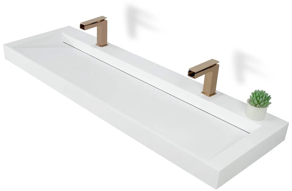 Muebles Calas badmeubel ribbelfront 160cm macchiato met solid surface wastafel met kraangaten