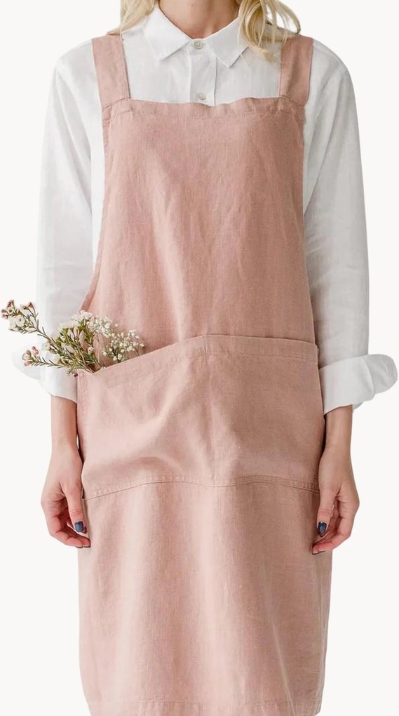 Handgemaakte linnen schort Café Crème