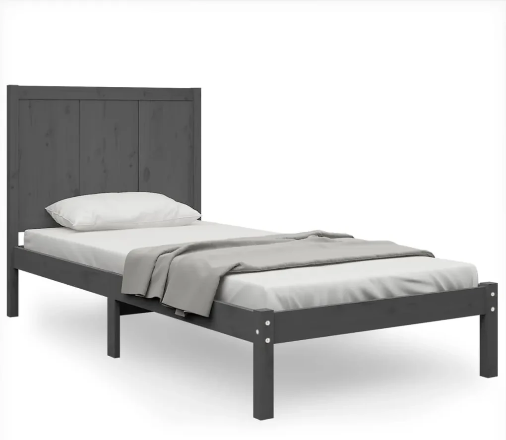 vidaXL Bedframe massief grenenhout grijs 100x200 cm