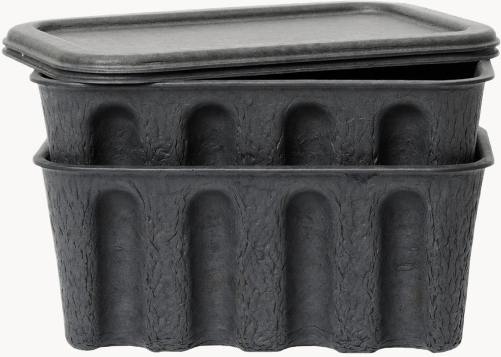 Opbergdozen Pulp van papierpulp, D 18 cm, 2-delig