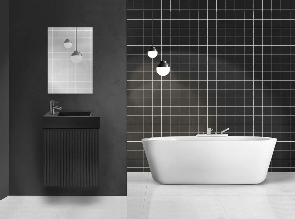 SaniGoods Mika toiletmeubel met ribbelfront 40x22.3x50cm zwart