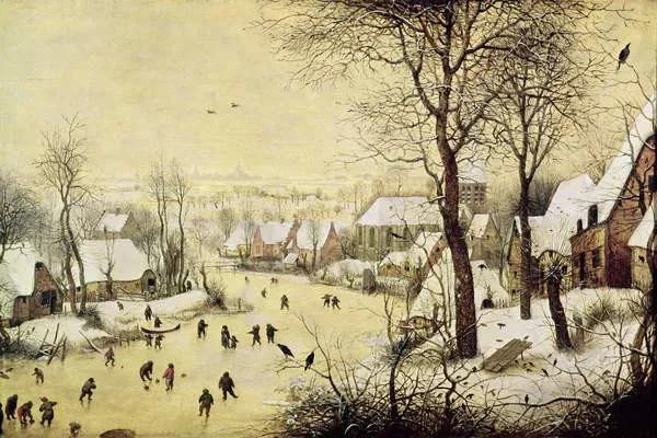 Pieter the Elder Bruegel - Kunstdruk Winter Landscape with Skaters and a Bird Trap, (40 x 26.7 cm)