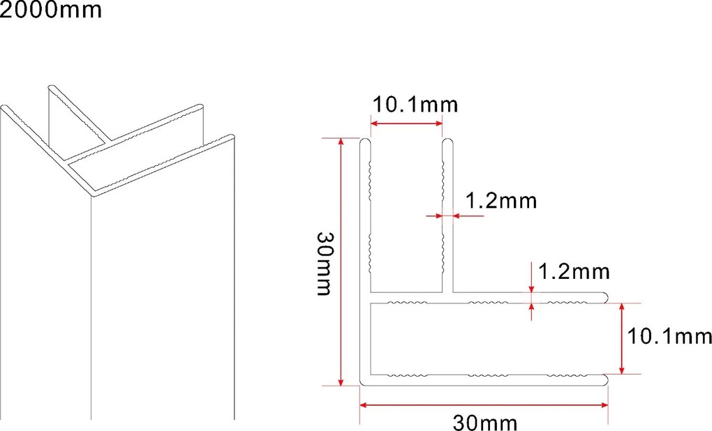Mueller hoekprofiel voor 10mm glaswand gunmetal