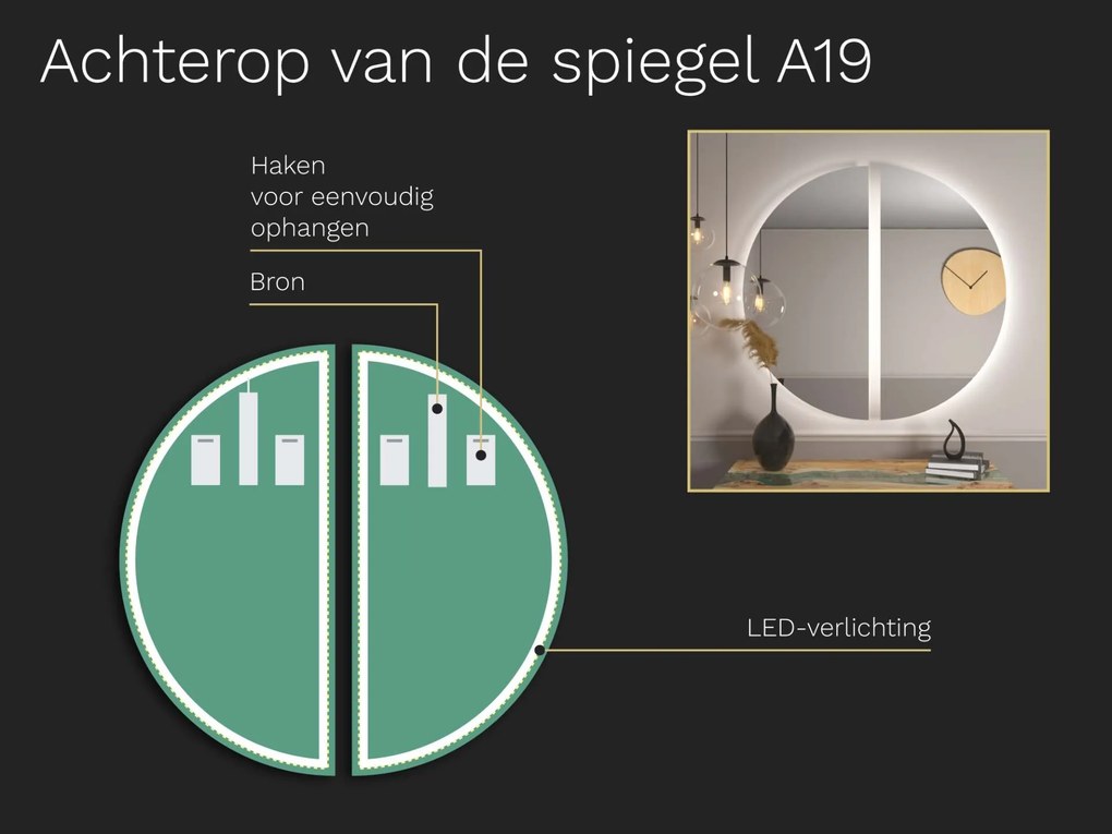 Atypische spiegel met LED verlichting A19 S