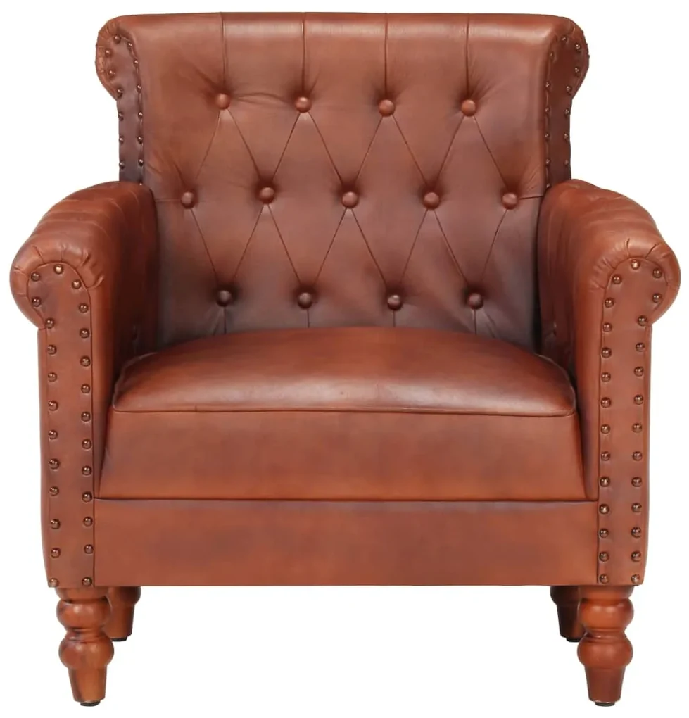 vidaXL Fauteuil echt geitenleer bruin