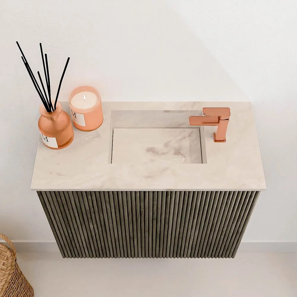 Mondiaz Joya DLux 50cm toiletmeubel shadow met wastafel faye rechts 1 kraangat frappe