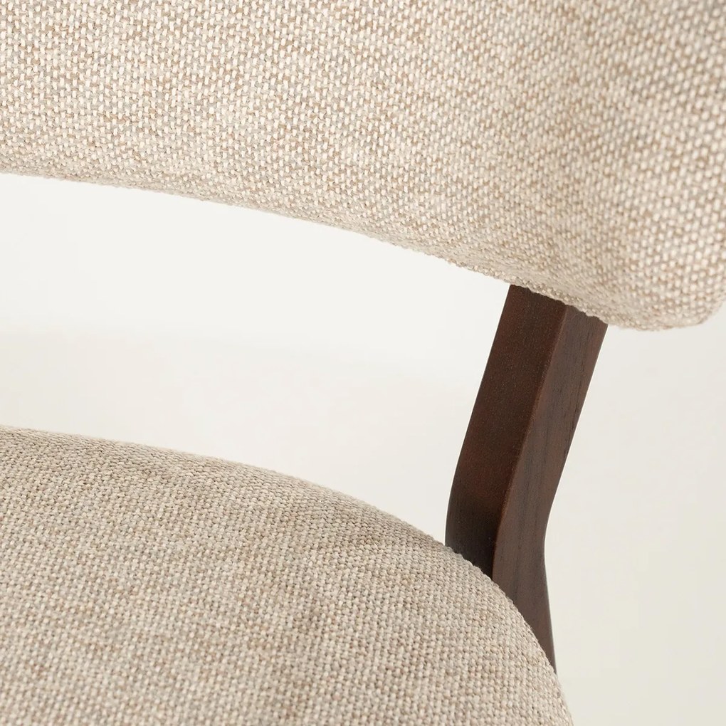 Eleonora Mikky Design Fauteuil Walnoot En Taupe Stof