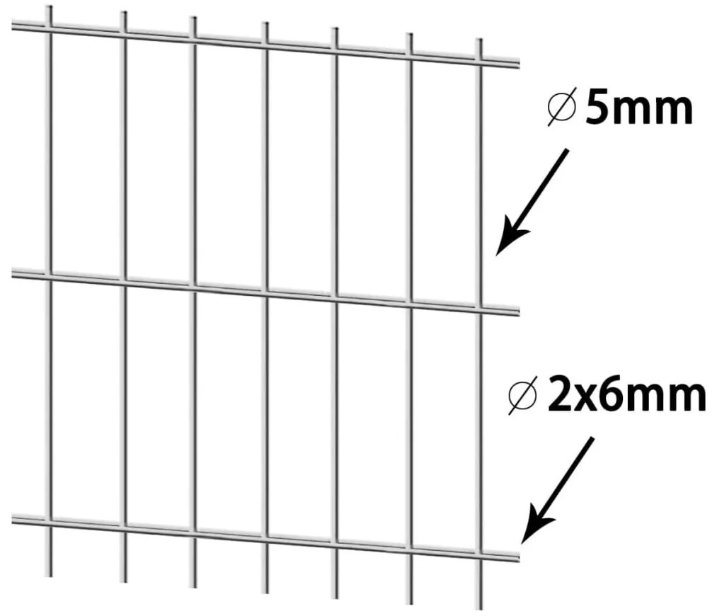vidaXL Dubbelstaafmat 2,008x2,03 m zilverkleurig