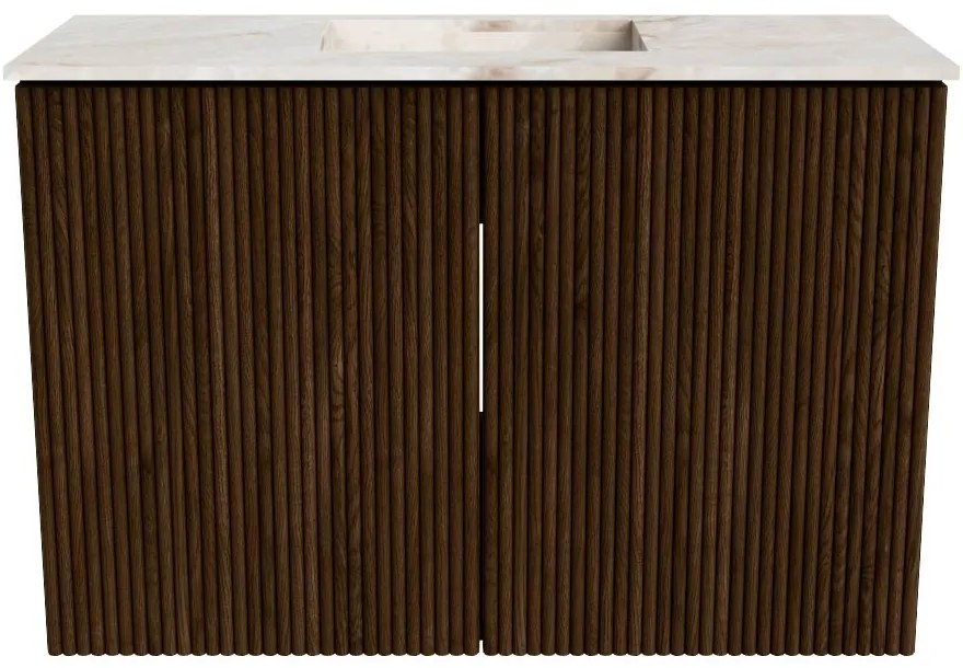 Mondiaz Joya DLux 60cm toiletmeubel walnut met wastafel faye midden 1 kraangat frappe