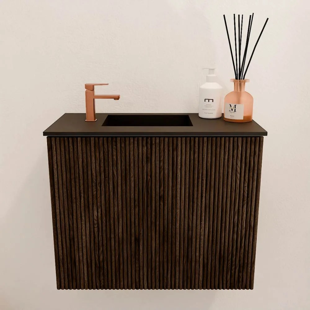 Mondiaz Joya 50cm toiletmeubel walnut met wastafel faye links 1 kraangat urban