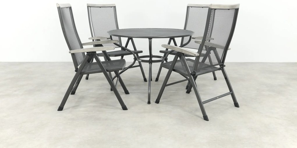 Balero ronde verstelbare bistroset strekmetaal Ø105 cm. - Antraciet