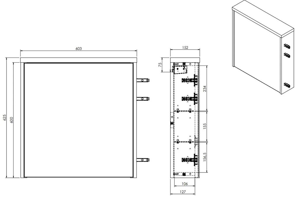 Fontana Basic spiegelkast 60cm met 1 deur kasteel bruin