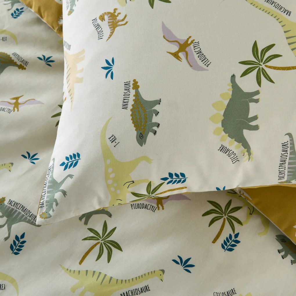 Kussensloop voor kinderen, biologisch katoen, dinosaurusopdruk, ALNIS