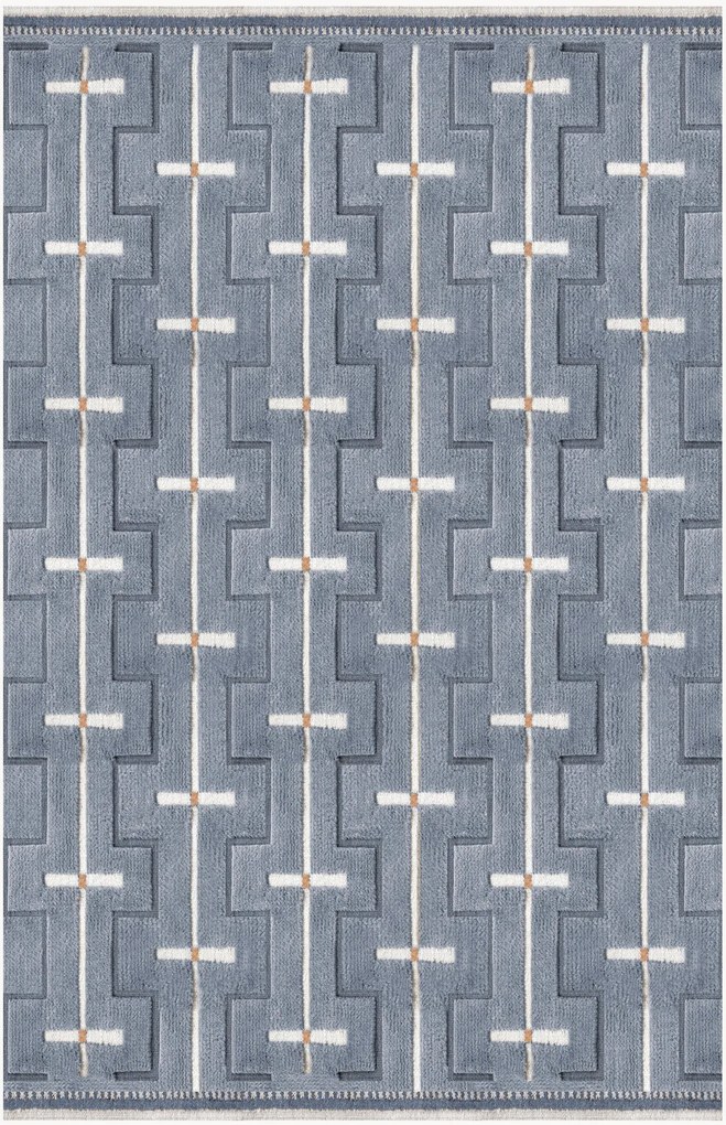 Handgeweven wollen vloerkleed Johanna met hoog-laagtextuur