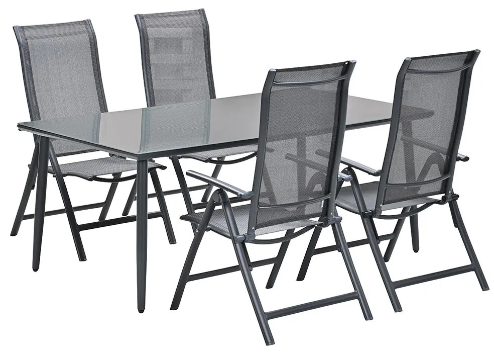 Garden Impressions Santos tuinset 5-delig donker grijs - Senna tuintafel 180x100 cm