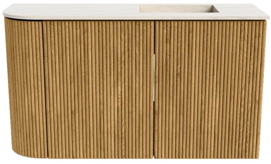 Mondiaz Joya DLux 70cm toiletmeubel ronding links oak met wastafel faye rechts zonder kraangat meli