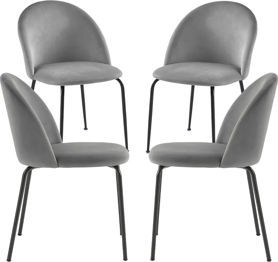 Set 4 Black Dalnia Fluwelen Stoelen