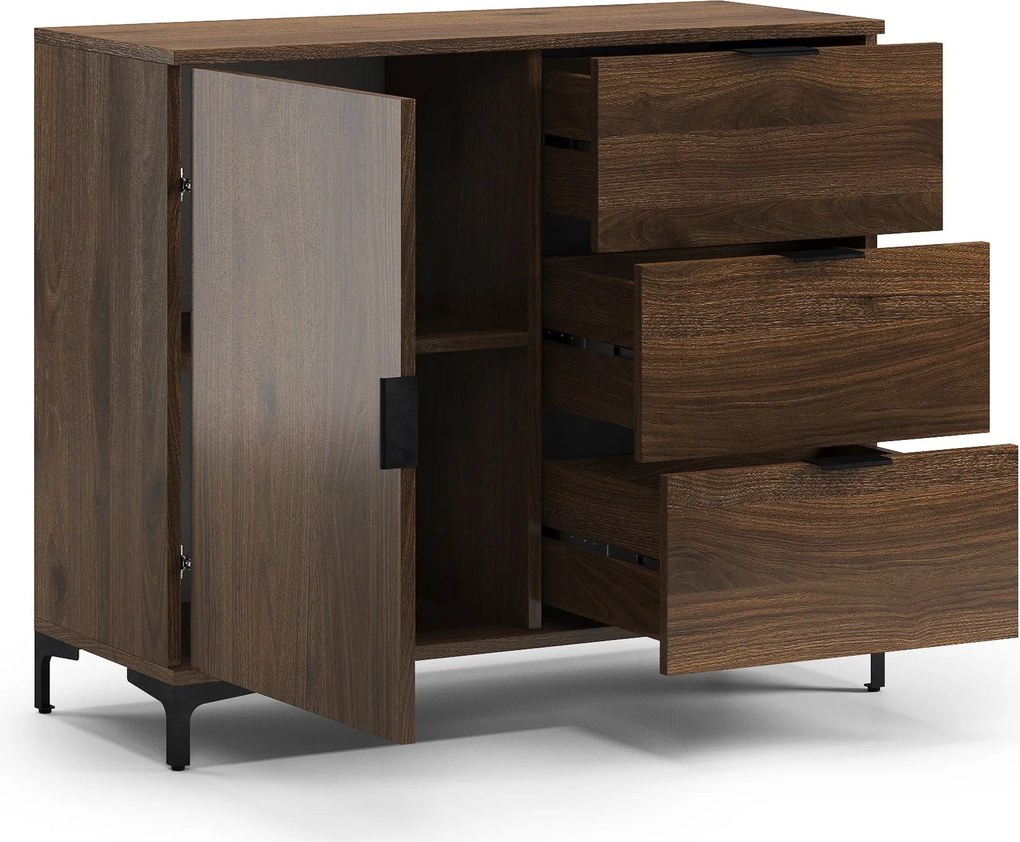 Kast LANA 03 Elegant walnoot - STAANDE KAST MET LADEN
